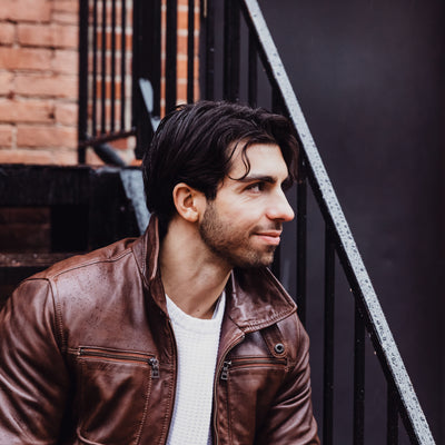 Brown leather jacket