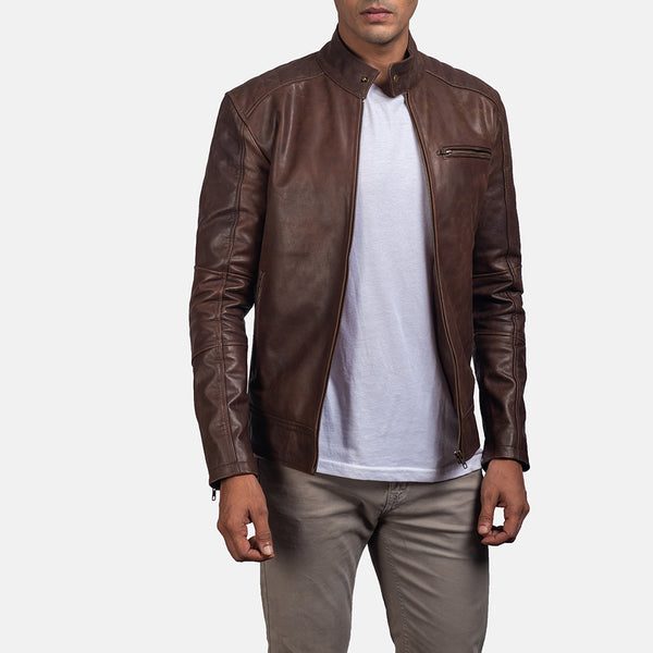 Brown leather jacket