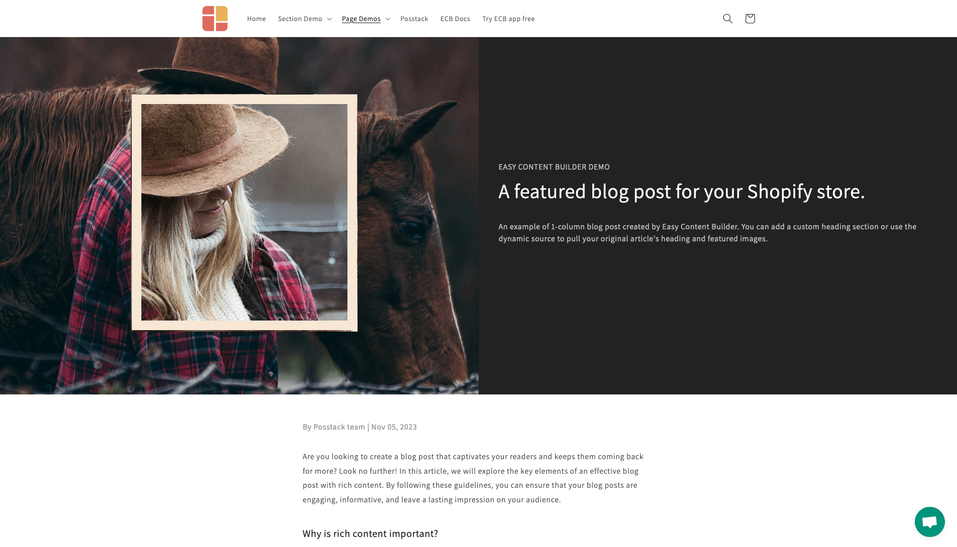 Section - Article – Easy Content Builder demo