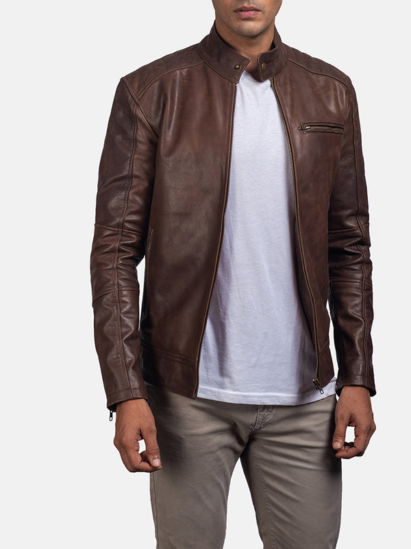 Brown leather jacket