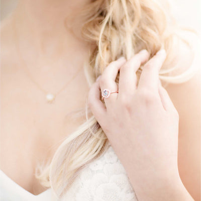 Diamond Ring Set in White Pearl