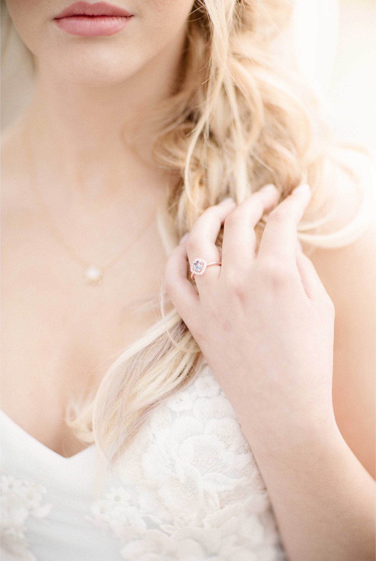 Diamond Ring Set in White Pearl